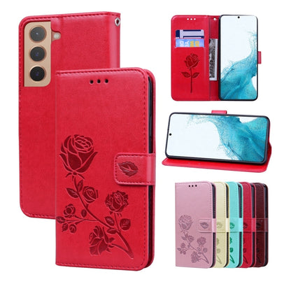 Rose Embossed Leather Phone Case, For Samsung Galaxy S22 5G, For Samsung Galaxy S22+ 5G, For Samsung Galaxy S22 Ultra 5G, For Samsung Galaxy A02s