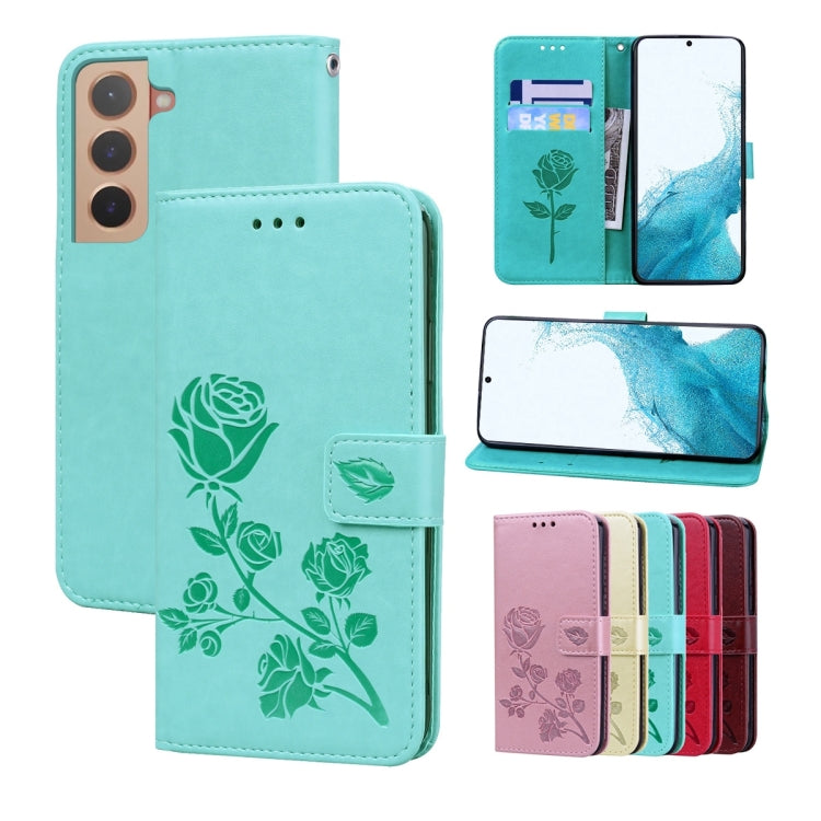 Rose Embossed Leather Phone Case, For Samsung Galaxy S22 5G, For Samsung Galaxy S22+ 5G, For Samsung Galaxy S22 Ultra 5G, For Samsung Galaxy A02s