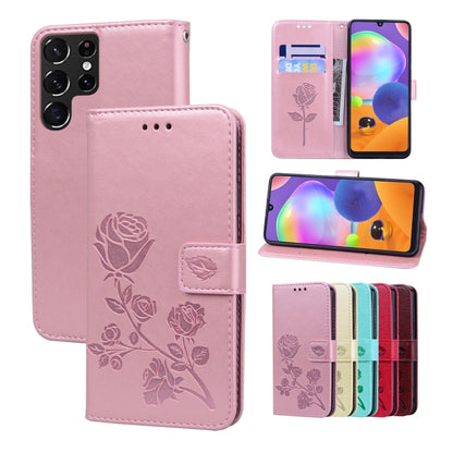 Rose Embossed Leather Phone Case, For Samsung Galaxy S22 5G, For Samsung Galaxy S22+ 5G, For Samsung Galaxy S22 Ultra 5G, For Samsung Galaxy A02s