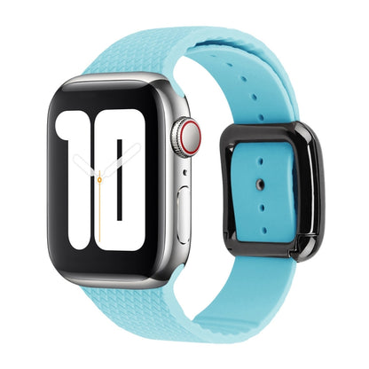 Black Buckle Silicone Watchband For Apple Watch Series, 7 45mm / 6&SE&5&4 44mm / 3&2&1 42mm
