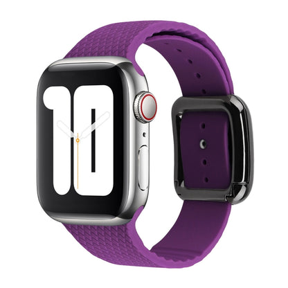 Black Buckle Silicone Watchband For Apple Watch Series, 7 45mm / 6&SE&5&4 44mm / 3&2&1 42mm
