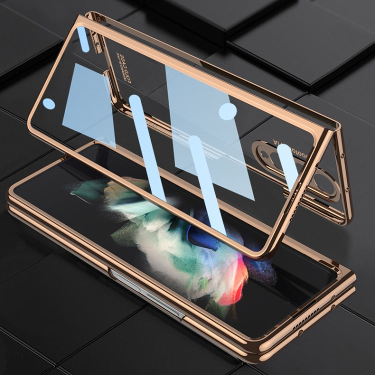 GKK Integrated Electroplating + Glass Phone Case with Pen Slot, For Samsung Galaxy Z Fold3 5G