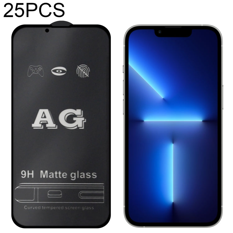For iPhone 17e / 16e / 13 / 13 Pro 25pcs AG Matte Frosted Full Cover Tempered Glass Film, For iPhone 13 mini (25pcs), For iPhone 17e / 16e / 13 / 13 Pro  (25pcs), For iPhone 13 Pro Max (25pcs)