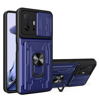 Camera Cover Phone Case with Card Slot & Holder, For Xiaomi 11T, For Xiaomi Redmi Note 10 Pro, For Xiaomi Redmi 10, For Samsung Galaxy S21 FE 5G