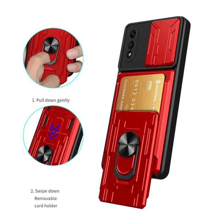 Camera Cover Phone Case with Card Slot & Holder, For Samsung Galaxy A02 / M02, For Samsung Galaxy A02s EU Version, For Samsung Galaxy A32, For Samsung Galaxy S20 FE, For Samsung Galaxy S20+, For Samsung Galaxy S21 Ultra 5G