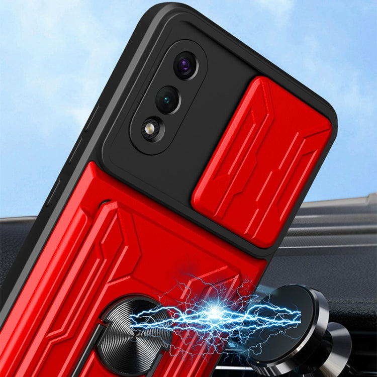 Camera Cover Phone Case with Card Slot & Holder, For Samsung Galaxy A02 / M02, For Samsung Galaxy A02s EU Version, For Samsung Galaxy A32, For Samsung Galaxy S20 FE, For Samsung Galaxy S20+, For Samsung Galaxy S21 Ultra 5G