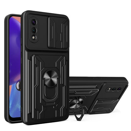 Camera Cover Phone Case with Card Slot & Holder, For Samsung Galaxy A02 / M02, For Samsung Galaxy A02s EU Version, For Samsung Galaxy A32, For Samsung Galaxy S20 FE, For Samsung Galaxy S20+, For Samsung Galaxy S21 Ultra 5G