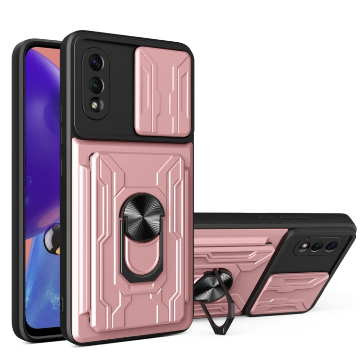 Camera Cover Phone Case with Card Slot & Holder, For Samsung Galaxy A02 / M02, For Samsung Galaxy A02s EU Version, For Samsung Galaxy A32, For Samsung Galaxy S20 FE, For Samsung Galaxy S20+, For Samsung Galaxy S21 Ultra 5G