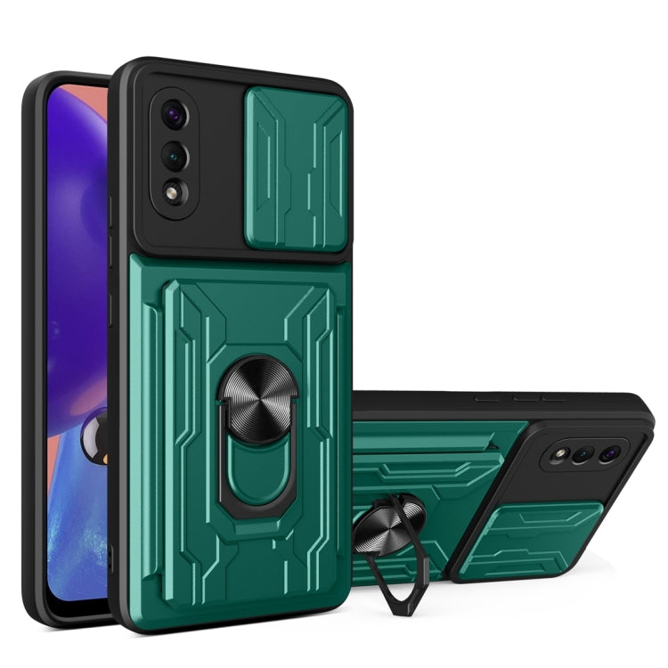 Camera Cover Phone Case with Card Slot & Holder, For Samsung Galaxy A02 / M02, For Samsung Galaxy A02s EU Version, For Samsung Galaxy A32, For Samsung Galaxy S20 FE, For Samsung Galaxy S20+, For Samsung Galaxy S21 Ultra 5G