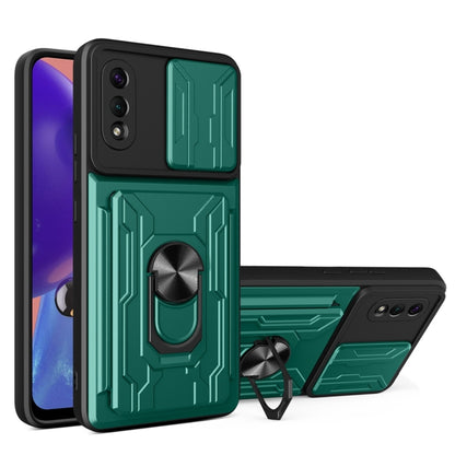 Camera Cover Phone Case with Card Slot & Holder, For Samsung Galaxy A02 / M02, For Samsung Galaxy A02s EU Version, For Samsung Galaxy A32, For Samsung Galaxy S20 FE, For Samsung Galaxy S20+, For Samsung Galaxy S21 Ultra 5G