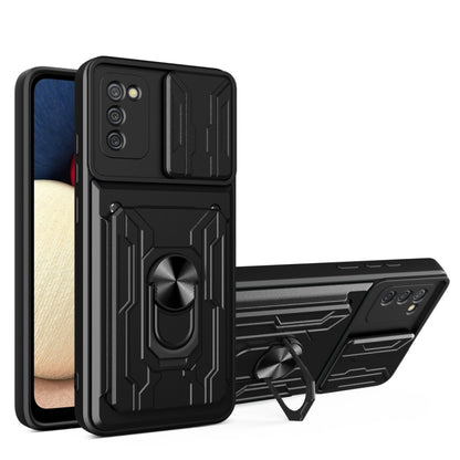 Camera Cover Phone Case with Card Slot & Holder, For Samsung Galaxy A02 / M02, For Samsung Galaxy A02s EU Version, For Samsung Galaxy A32, For Samsung Galaxy S20 FE, For Samsung Galaxy S20+, For Samsung Galaxy S21 Ultra 5G
