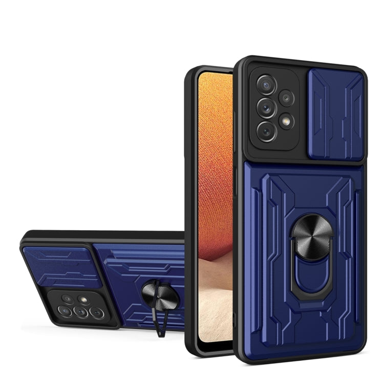 Camera Cover Phone Case with Card Slot & Holder, For Samsung Galaxy A02 / M02, For Samsung Galaxy A02s EU Version, For Samsung Galaxy A32, For Samsung Galaxy S20 FE, For Samsung Galaxy S20+, For Samsung Galaxy S21 Ultra 5G