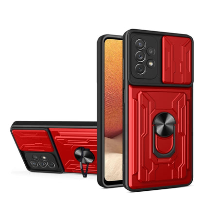 Camera Cover Phone Case with Card Slot & Holder, For Samsung Galaxy A02 / M02, For Samsung Galaxy A02s EU Version, For Samsung Galaxy A32, For Samsung Galaxy S20 FE, For Samsung Galaxy S20+, For Samsung Galaxy S21 Ultra 5G
