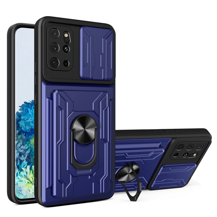Camera Cover Phone Case with Card Slot & Holder, For Samsung Galaxy A02 / M02, For Samsung Galaxy A02s EU Version, For Samsung Galaxy A32, For Samsung Galaxy S20 FE, For Samsung Galaxy S20+, For Samsung Galaxy S21 Ultra 5G