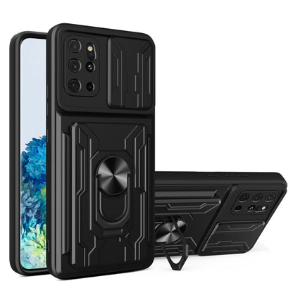 Camera Cover Phone Case with Card Slot & Holder, For Samsung Galaxy A02 / M02, For Samsung Galaxy A02s EU Version, For Samsung Galaxy A32, For Samsung Galaxy S20 FE, For Samsung Galaxy S20+, For Samsung Galaxy S21 Ultra 5G