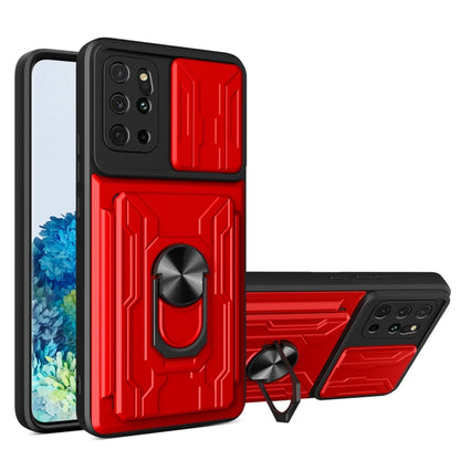 Camera Cover Phone Case with Card Slot & Holder, For Samsung Galaxy A02 / M02, For Samsung Galaxy A02s EU Version, For Samsung Galaxy A32, For Samsung Galaxy S20 FE, For Samsung Galaxy S20+, For Samsung Galaxy S21 Ultra 5G