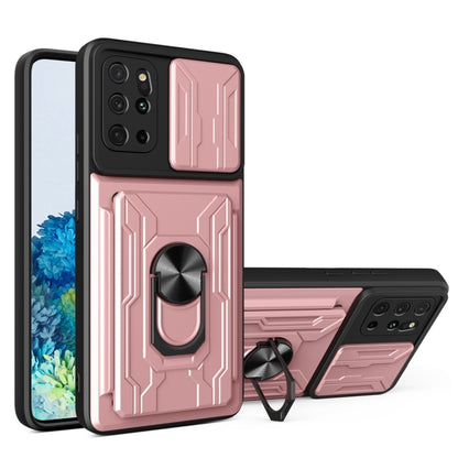 Camera Cover Phone Case with Card Slot & Holder, For Samsung Galaxy A02 / M02, For Samsung Galaxy A02s EU Version, For Samsung Galaxy A32, For Samsung Galaxy S20 FE, For Samsung Galaxy S20+, For Samsung Galaxy S21 Ultra 5G