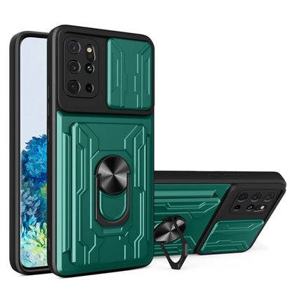 Camera Cover Phone Case with Card Slot & Holder, For Samsung Galaxy A02 / M02, For Samsung Galaxy A02s EU Version, For Samsung Galaxy A32, For Samsung Galaxy S20 FE, For Samsung Galaxy S20+, For Samsung Galaxy S21 Ultra 5G