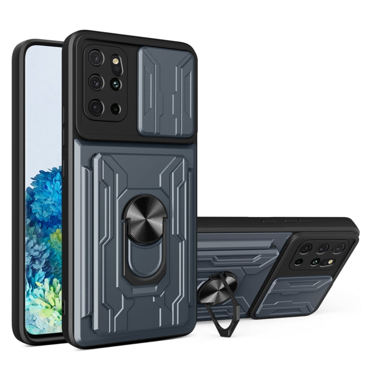 Camera Cover Phone Case with Card Slot & Holder, For Samsung Galaxy A02 / M02, For Samsung Galaxy A02s EU Version, For Samsung Galaxy A32, For Samsung Galaxy S20 FE, For Samsung Galaxy S20+, For Samsung Galaxy S21 Ultra 5G