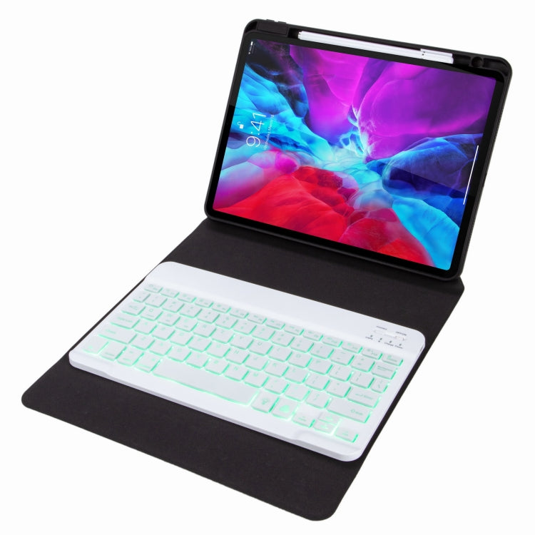 H-102S Monochrome Backlight Bluetooth Keyboard Leather Case with Rear Three-fold Holder, For iPad 10.2 2020 & 2019 / Pro 10.5 inch, For iPad 9.7 2018 & 2017, For iPad Pro 11 inch 2021 & 2020 & 2018 / Air 2020 10.9