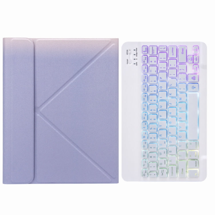 H-102S3 Tri-color Backlight Bluetooth Keyboard Leather Case with Rear Three-fold Holder, For iPad 10.2 2020 & 2019 / Pro 10.5 inch, For iPad 9.7 2018 & 2017, For iPad Pro 11 inch 2021 & 2020 & 2018 / Air 2020 10.9