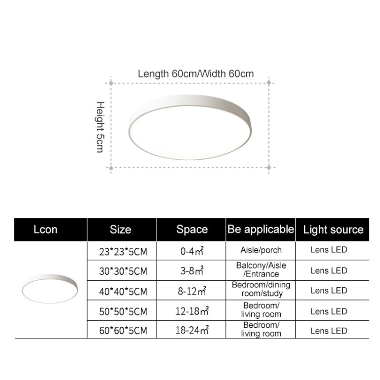 Macaron LED Round Ceiling Lamp, 3-Colors Light, 23cm, 30cm, 40cm, 50cm, 60cm, 78cm