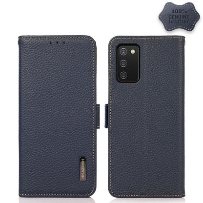 KHAZNEH Side-Magnetic Litchi Genuine Leather RFID Phone Case, For Samsung Galaxy A02s EU Version, For Samsung Galaxy A02s Global Version, For Samsung Galaxy A03s 166mm Version, For Samsung Galaxy A12 5G, For Samsung Galaxy A22 4G                       ...