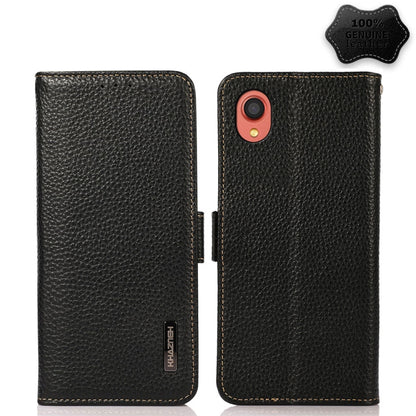 KHAZNEH Side-Magnetic Litchi Genuine Leather RFID Phone Case, For Samsung Galaxy A02s EU Version, For Samsung Galaxy A02s Global Version, For Samsung Galaxy A03s 166mm Version, For Samsung Galaxy A12 5G, For Samsung Galaxy A22 4G                       ...