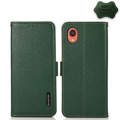KHAZNEH Side-Magnetic Litchi Genuine Leather RFID Phone Case, For Samsung Galaxy A02s EU Version, For Samsung Galaxy A02s Global Version, For Samsung Galaxy A03s 166mm Version, For Samsung Galaxy A12 5G, For Samsung Galaxy A22 4G                       ...