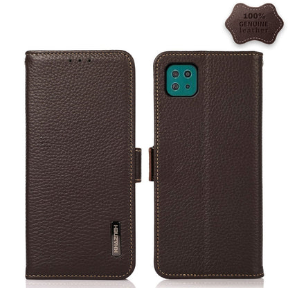 KHAZNEH Side-Magnetic Litchi Genuine Leather RFID Phone Case, For Samsung Galaxy A02s EU Version, For Samsung Galaxy A02s Global Version, For Samsung Galaxy A03s 166mm Version, For Samsung Galaxy A12 5G, For Samsung Galaxy A22 4G                       ...