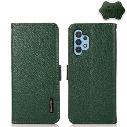 KHAZNEH Side-Magnetic Litchi Genuine Leather RFID Phone Case, For Samsung Galaxy A02s EU Version, For Samsung Galaxy A02s Global Version, For Samsung Galaxy A03s 166mm Version, For Samsung Galaxy A12 5G, For Samsung Galaxy A22 4G                       ...