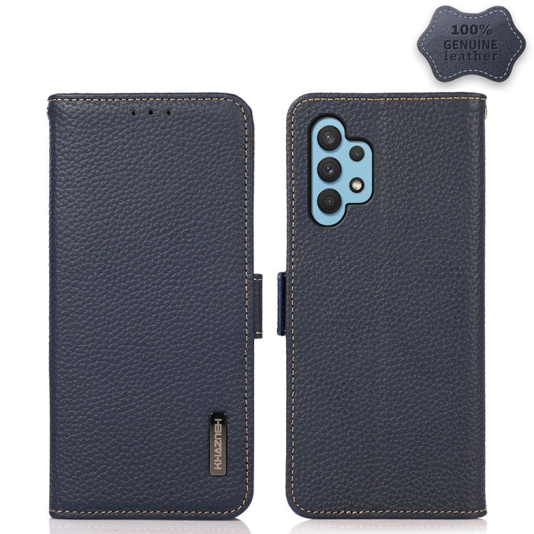 KHAZNEH Side-Magnetic Litchi Genuine Leather RFID Phone Case, For Samsung Galaxy A02s EU Version, For Samsung Galaxy A02s Global Version, For Samsung Galaxy A03s 166mm Version, For Samsung Galaxy A12 5G, For Samsung Galaxy A22 4G                       ...