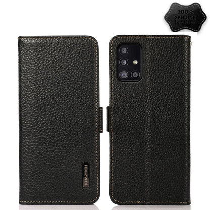 KHAZNEH Side-Magnetic Litchi Genuine Leather RFID Phone Case, For Samsung Galaxy A02s EU Version, For Samsung Galaxy A02s Global Version, For Samsung Galaxy A03s 166mm Version, For Samsung Galaxy A12 5G, For Samsung Galaxy A22 4G                       ...