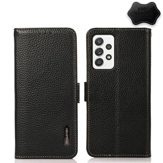 KHAZNEH Side-Magnetic Litchi Genuine Leather RFID Phone Case, For Samsung Galaxy A72 5G, For Samsung Galaxy A82 5G, For Samsung Galaxy F62 / M62, For Samsung Galaxy M32, For Samsung Galaxy M52 5G, For Samsung Galaxy S20 FE, For Samsung Galaxy S20+     ...
