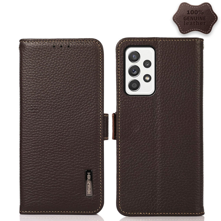 KHAZNEH Side-Magnetic Litchi Genuine Leather RFID Phone Case, For Samsung Galaxy A72 5G, For Samsung Galaxy A82 5G, For Samsung Galaxy F62 / M62, For Samsung Galaxy M32, For Samsung Galaxy M52 5G, For Samsung Galaxy S20 FE, For Samsung Galaxy S20+     ...
