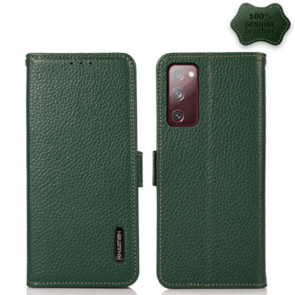 KHAZNEH Side-Magnetic Litchi Genuine Leather RFID Phone Case, For Samsung Galaxy A72 5G, For Samsung Galaxy A82 5G, For Samsung Galaxy F62 / M62, For Samsung Galaxy M32, For Samsung Galaxy M52 5G, For Samsung Galaxy S20 FE, For Samsung Galaxy S20+     ...