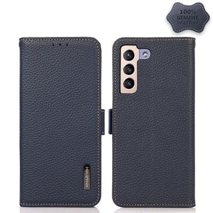 KHAZNEH Side-Magnetic Litchi Genuine Leather RFID Phone Case, For Samsung Galaxy S21 Ultra 5G, For Samsung Galaxy S22+ 5G, For Samsung Galaxy S22 5G, For Samsung Galaxy S22 Ultra 5G, For Samsung Galaxy Xcover 5, For Samsung Galaxy A03 164mm Version    ...