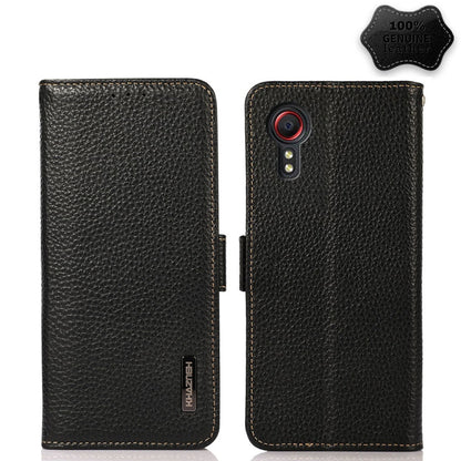 KHAZNEH Side-Magnetic Litchi Genuine Leather RFID Phone Case, For Samsung Galaxy S21 Ultra 5G, For Samsung Galaxy S22+ 5G, For Samsung Galaxy S22 5G, For Samsung Galaxy S22 Ultra 5G, For Samsung Galaxy Xcover 5, For Samsung Galaxy A03 164mm Version    ...