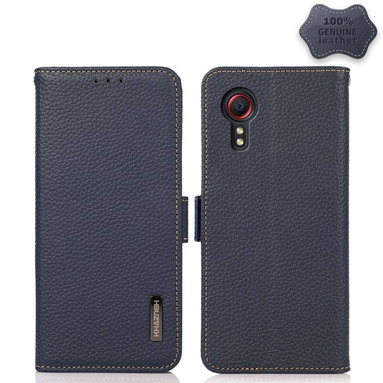 KHAZNEH Side-Magnetic Litchi Genuine Leather RFID Phone Case, For Samsung Galaxy S21 Ultra 5G, For Samsung Galaxy S22+ 5G, For Samsung Galaxy S22 5G, For Samsung Galaxy S22 Ultra 5G, For Samsung Galaxy Xcover 5, For Samsung Galaxy A03 164mm Version    ...
