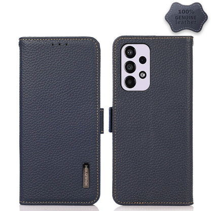 KHAZNEH Side-Magnetic Litchi Genuine Leather RFID Phone Case, For Samsung Galaxy S21 Ultra 5G, For Samsung Galaxy S22+ 5G, For Samsung Galaxy S22 5G, For Samsung Galaxy S22 Ultra 5G, For Samsung Galaxy Xcover 5, For Samsung Galaxy A03 164mm Version    ...