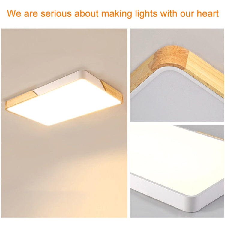 Wood Macaron LED Square Ceiling Lamp, White Light, 30cm, 40cm, 50cm, 60cm