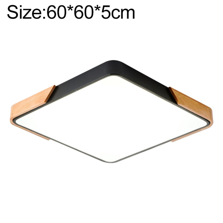 Wood Macaron LED Square Ceiling Lamp, White Light, 30cm, 40cm, 50cm, 60cm