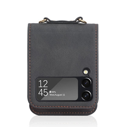 Crossbody Siamese Leather Phone Case with Lanyard, For Samsung Galaxy Z Flip3 5G