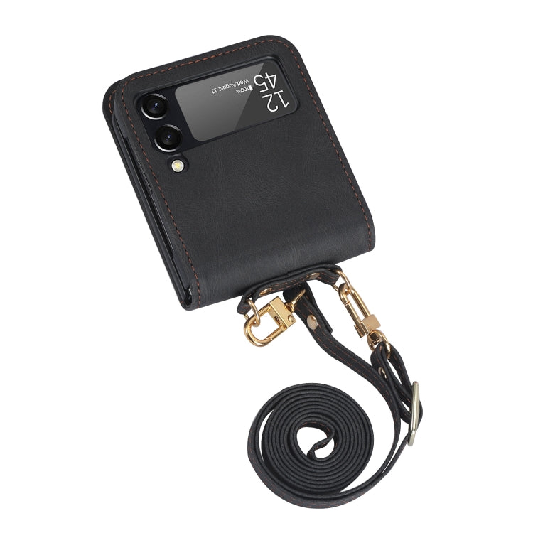 Crossbody Siamese Leather Phone Case with Lanyard, For Samsung Galaxy Z Flip3 5G