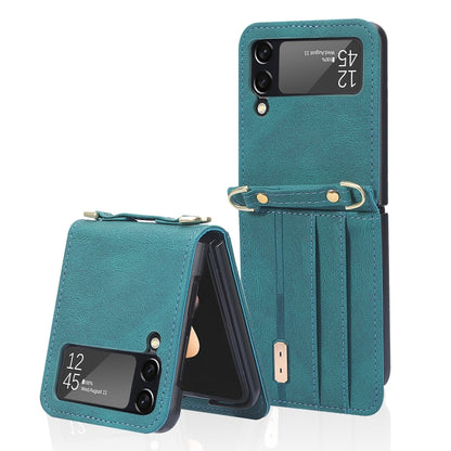 Crossbody Siamese Leather Phone Case with Lanyard, For Samsung Galaxy Z Flip3 5G