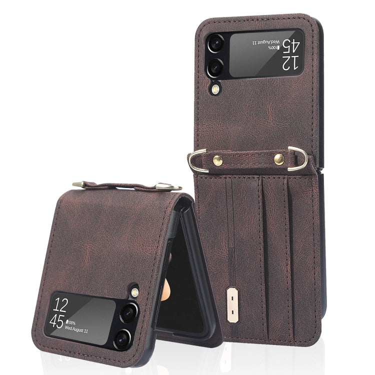 Crossbody Siamese Leather Phone Case with Lanyard, For Samsung Galaxy Z Flip3 5G