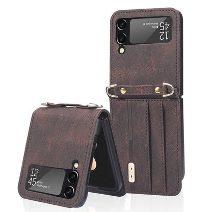 Crossbody Siamese Leather Phone Case with Lanyard, For Samsung Galaxy Z Flip3 5G