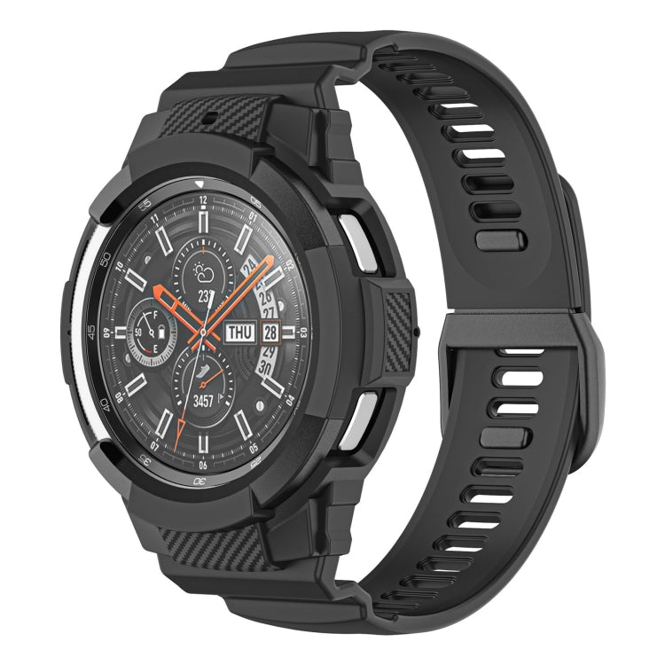 Carbon Fiber Sport Silicone Integrated Watchband, For Samsung Galaxy Watch4 40mm, For Samsung Galaxy Watch4 Classic 42mm