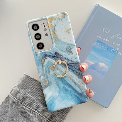 Ring Holder Glitter Marble Phone Case, For Samsung Galaxy S22 5G, For Samsung Galaxy S22+ 5G, For Samsung Galaxy S22 Ultra 5G, For Samsung Galaxy A13, For Samsung Galaxy A53 5G, For Samsung Galaxy A33 5G, For Samsung Galaxy S21 FE 5G                   ...