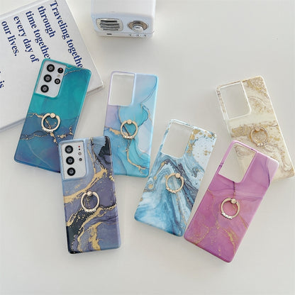 Ring Holder Glitter Marble Phone Case, For Samsung Galaxy S22 5G, For Samsung Galaxy S22+ 5G, For Samsung Galaxy S22 Ultra 5G, For Samsung Galaxy A13, For Samsung Galaxy A53 5G, For Samsung Galaxy A33 5G, For Samsung Galaxy S21 FE 5G                   ...